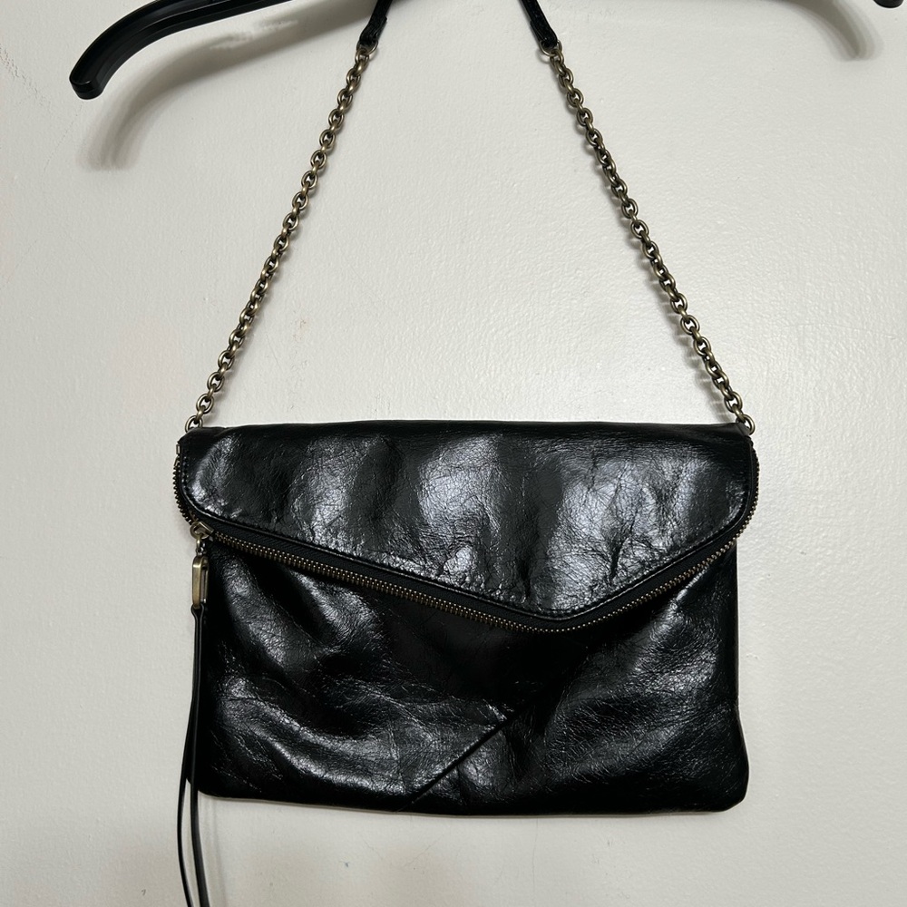 Black Leather shoulder purse EUC